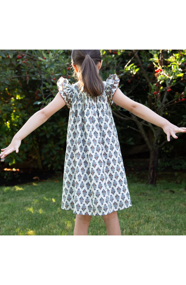 Beet World Girls Everly Square Neck Dress, Alternate, color, Teal Blue And Brown