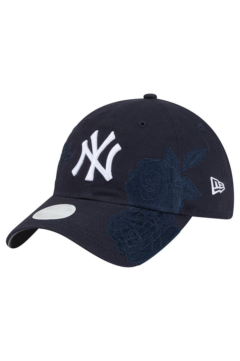 Women's New Era Navy New York Yankees Roses 9TWENTY Adjustable Hat, Main, color, Navy