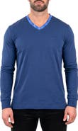 Maceoo Edison Stretch Cotton Long Sleeve V-Neck T-Shirt