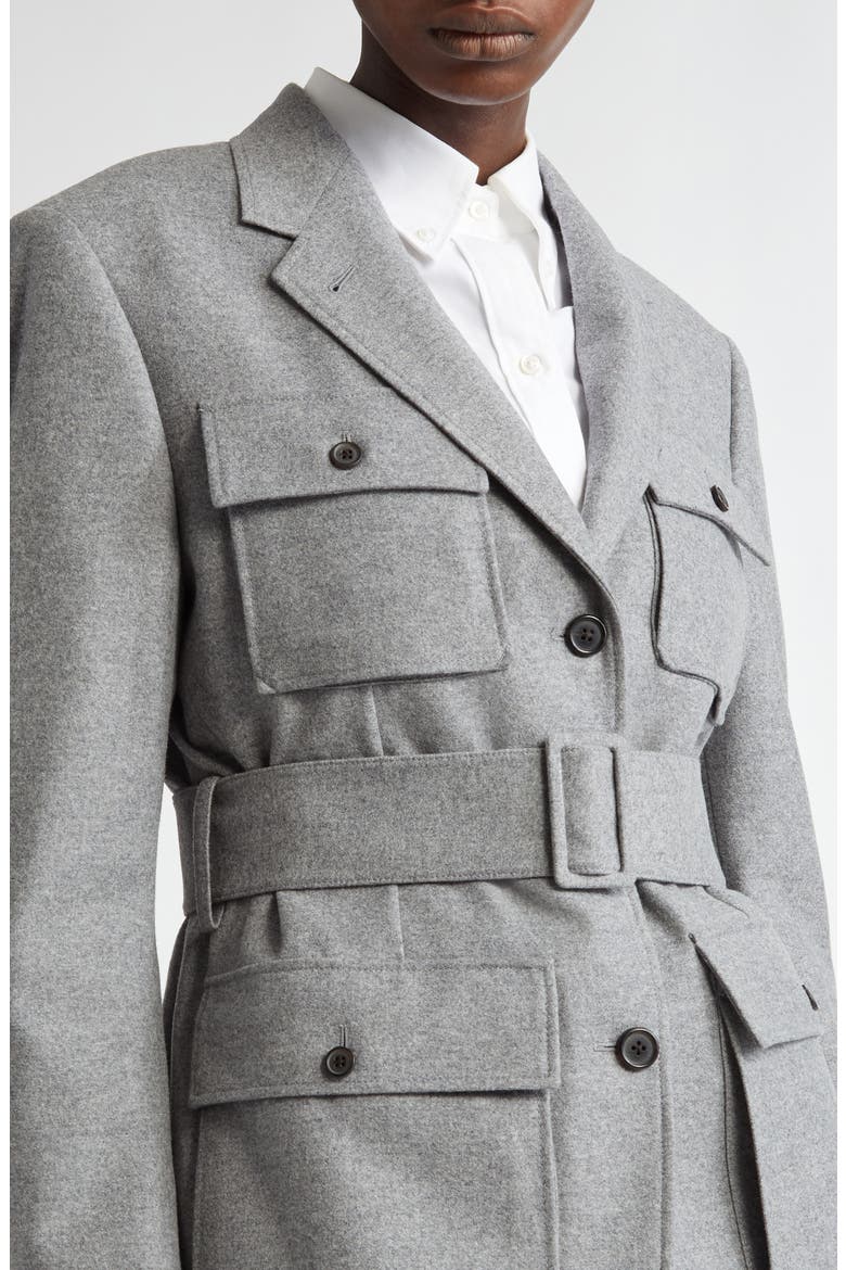 Wool Flannel Safari Jacket, Alternate, color, LIGHT GREY