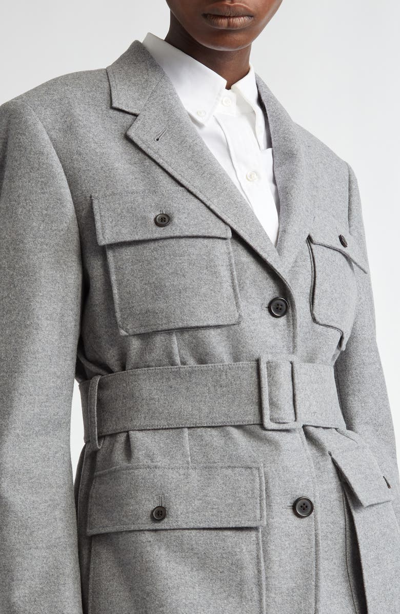 Thom Browne Wool Flannel Safari Jacket, Alternate, color, Light Grey
