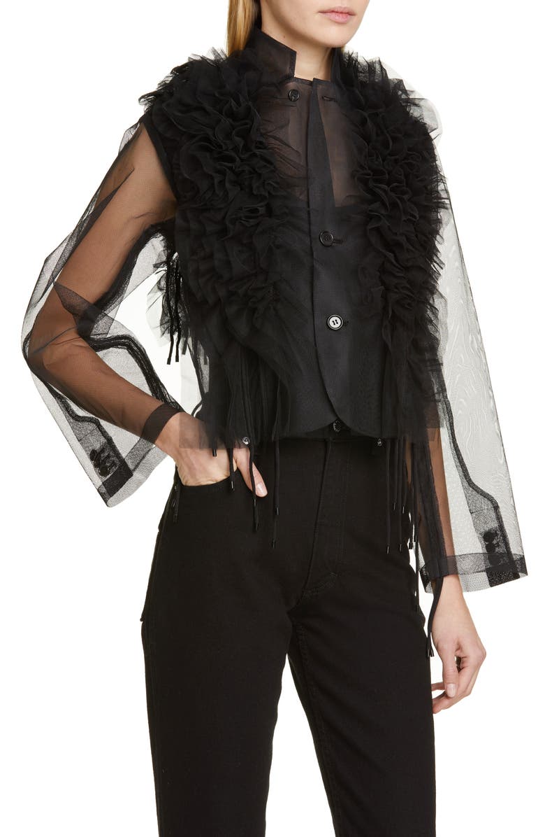 Noir Kei Ninomiya Ruffle Tulle Jacket, Alternate, color, 