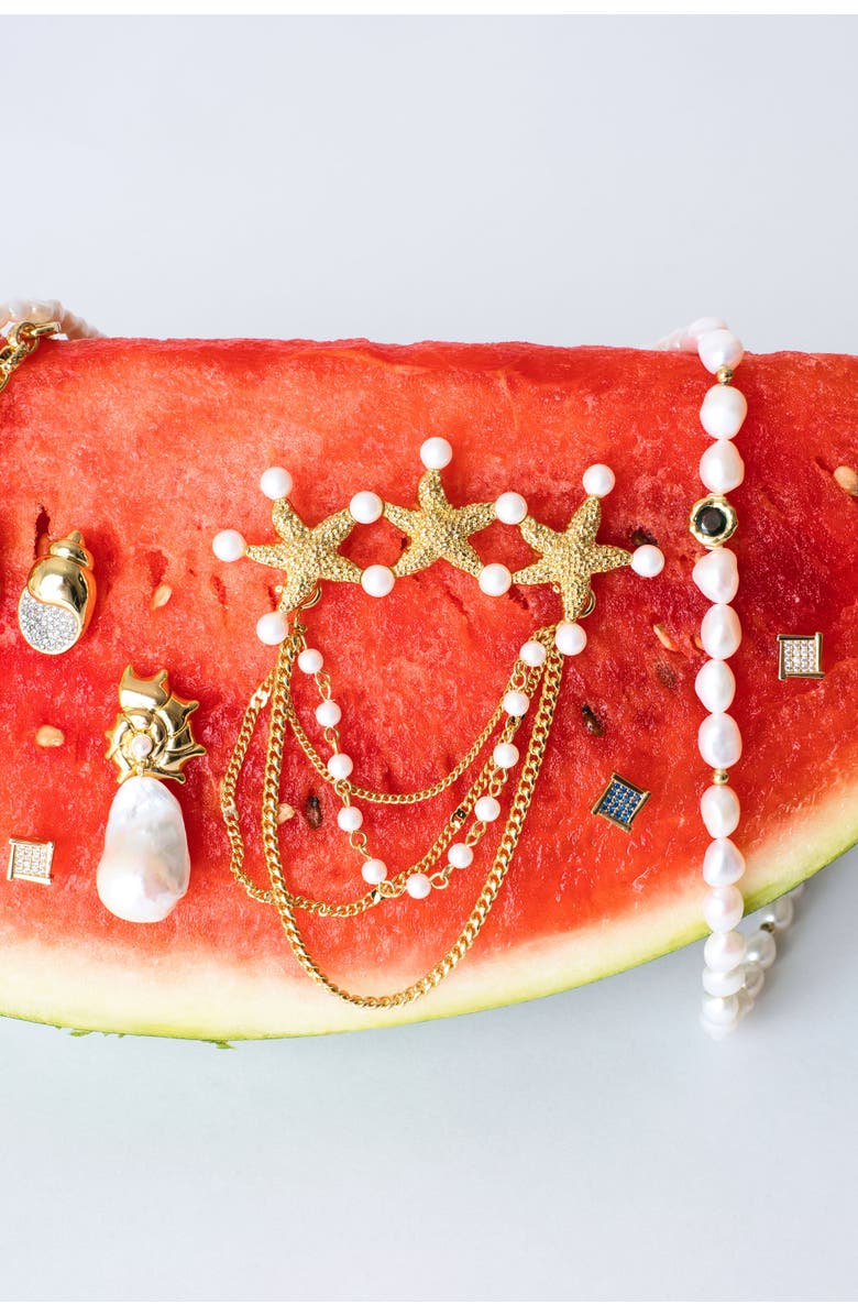 Classicharms Lila Starfish Waterfall Brooch, Alternate, color, Gold