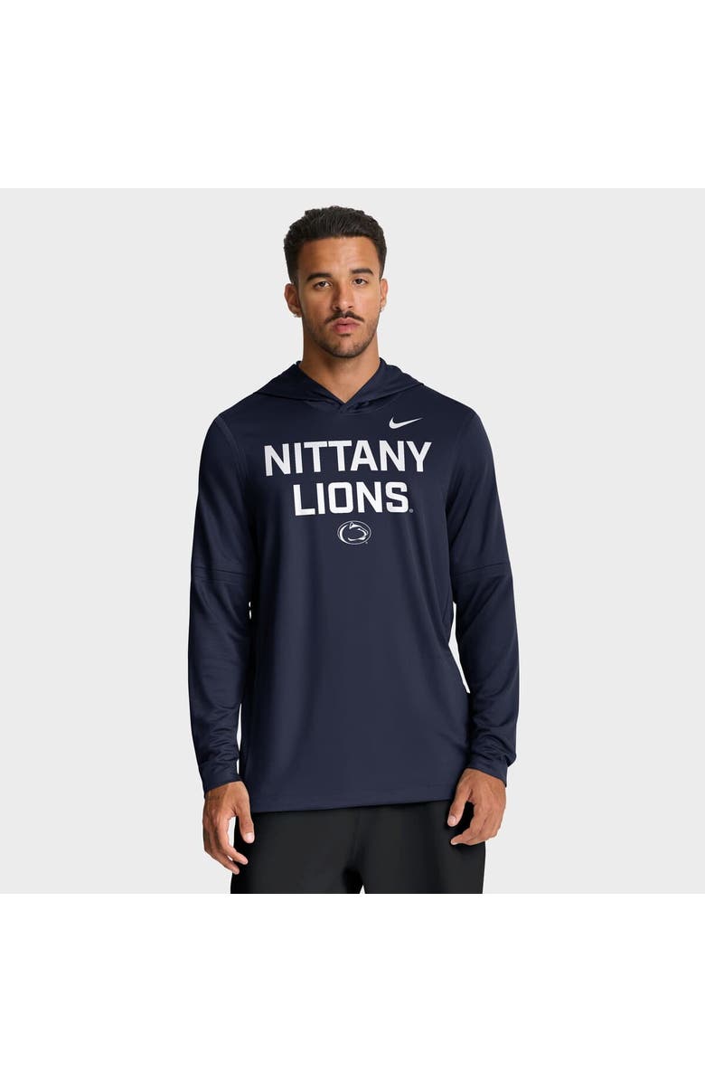 Nike Men's Nike Navy Penn State Nittany Lions 2025 Sideline Performance Long Sleeve Hoodie T-Shirt, Main, color, Navy