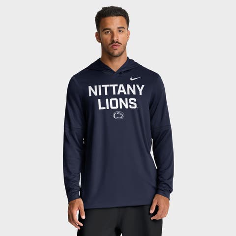Men's Nike Navy Penn State Nittany Lions 2025 Sideline Performance Long Sleeve Hoodie T-Shirt