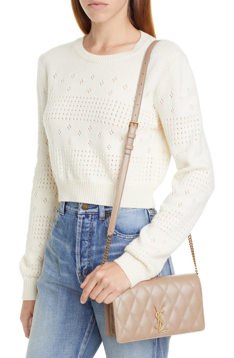 Saint Laurent Angie Quilted Lambskin Leather Crossbody Bag, Alternate, color,