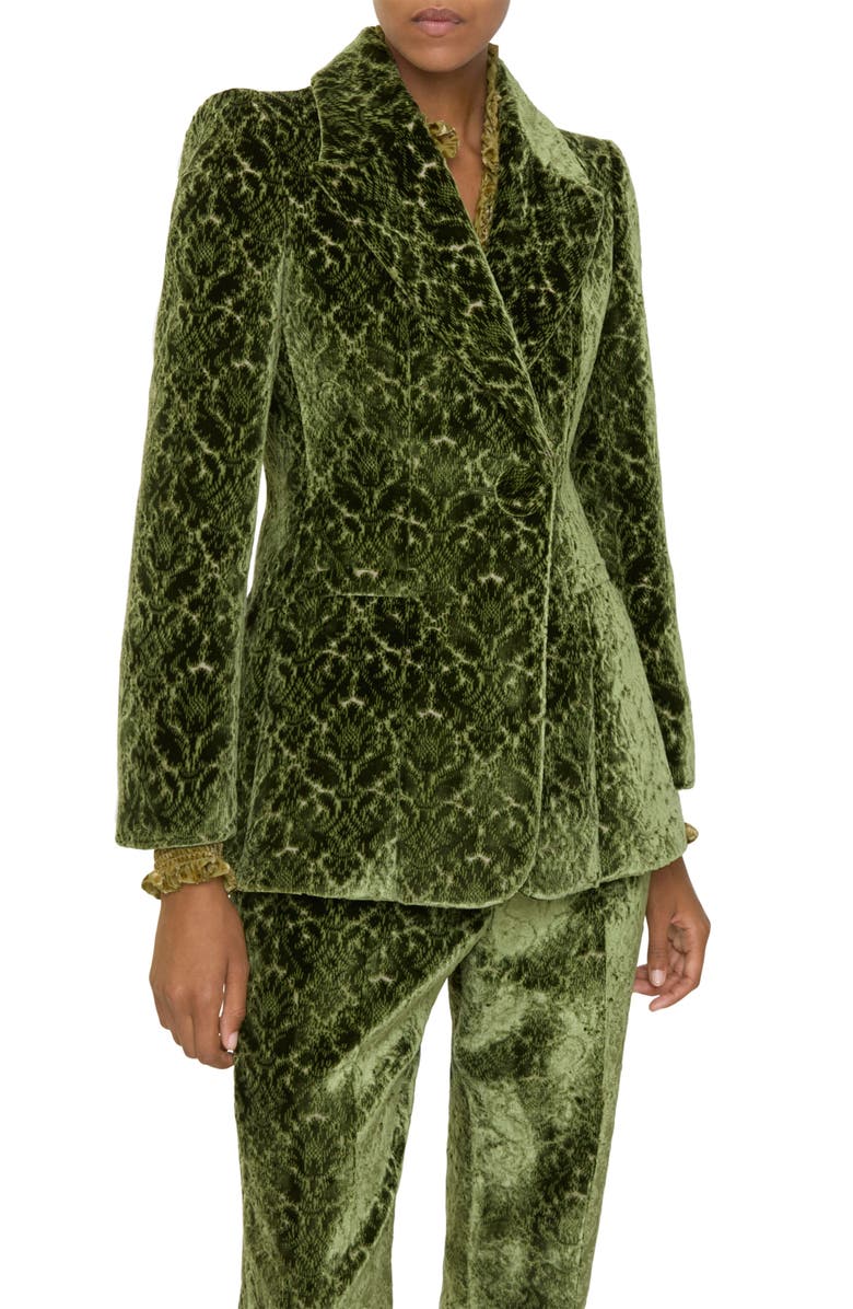 Burberry Baroque Velvet Blazer, Alternate, color, Moat Ip Pattern