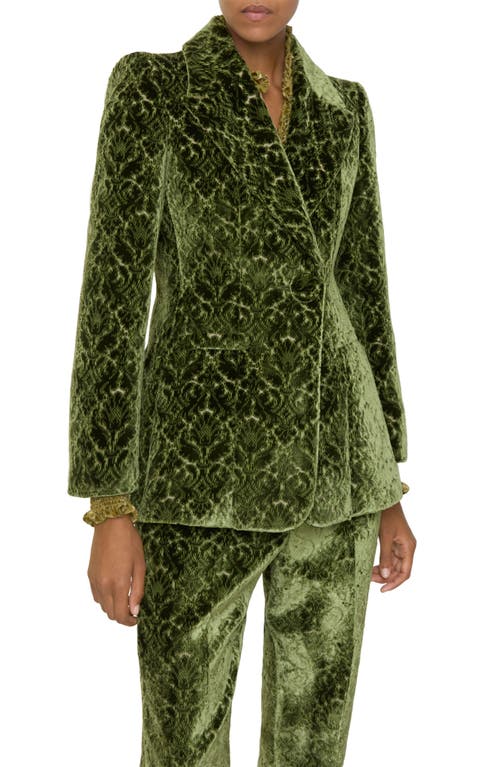 Burberry Virginia Baroque Velvet Double-breasted Jacket In Green