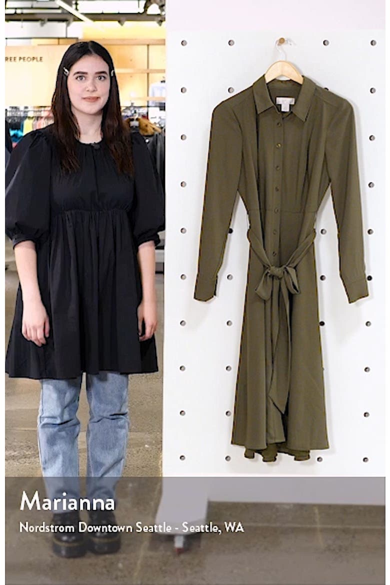 Tie Waist Long Sleeve Shirtdress video
