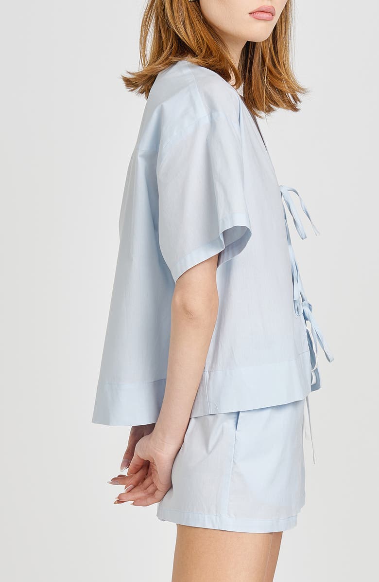 WAYF Tabitha Tie Front Woven Shirt, Alternate, color, Blue