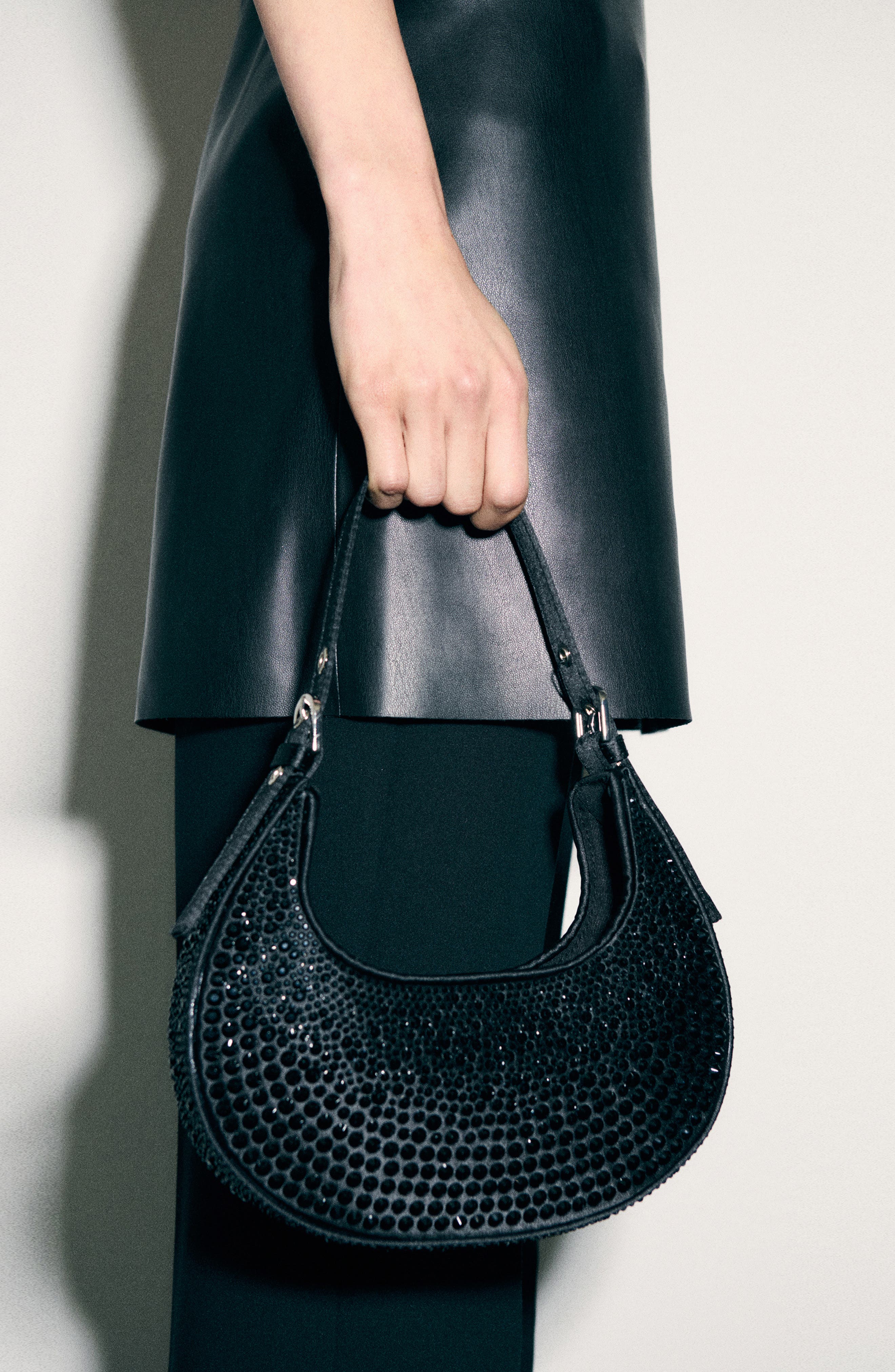 MANGO Crystal Stud Shoulder Bag, Alternate, color, 