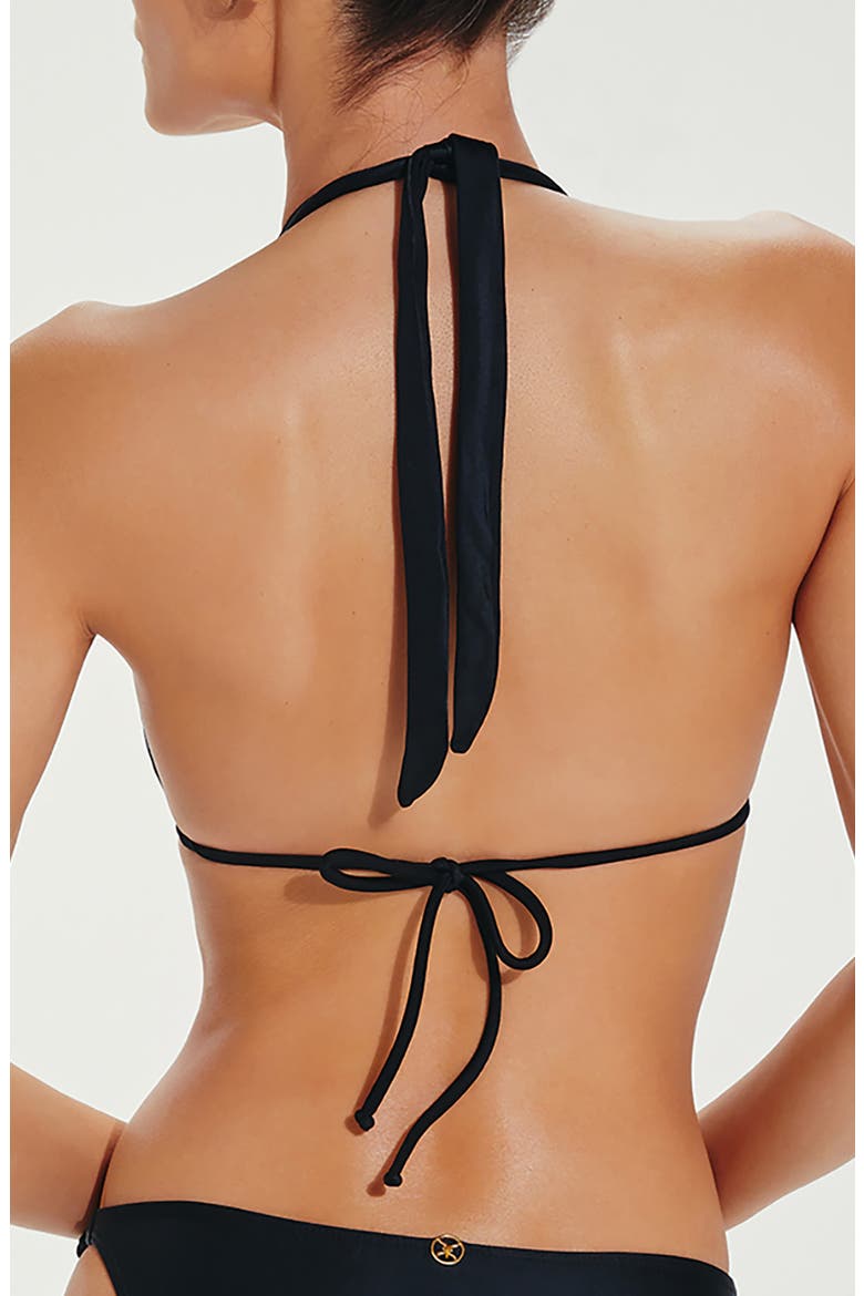 Paula Triangle Halter Swim Top, Alternate, color, BLACK