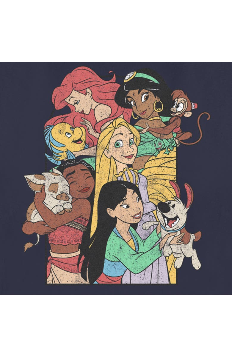 Disney Women's Disney Princess Pets Distressed Graphic T-Shirt, Alternate, color, Navy Blue