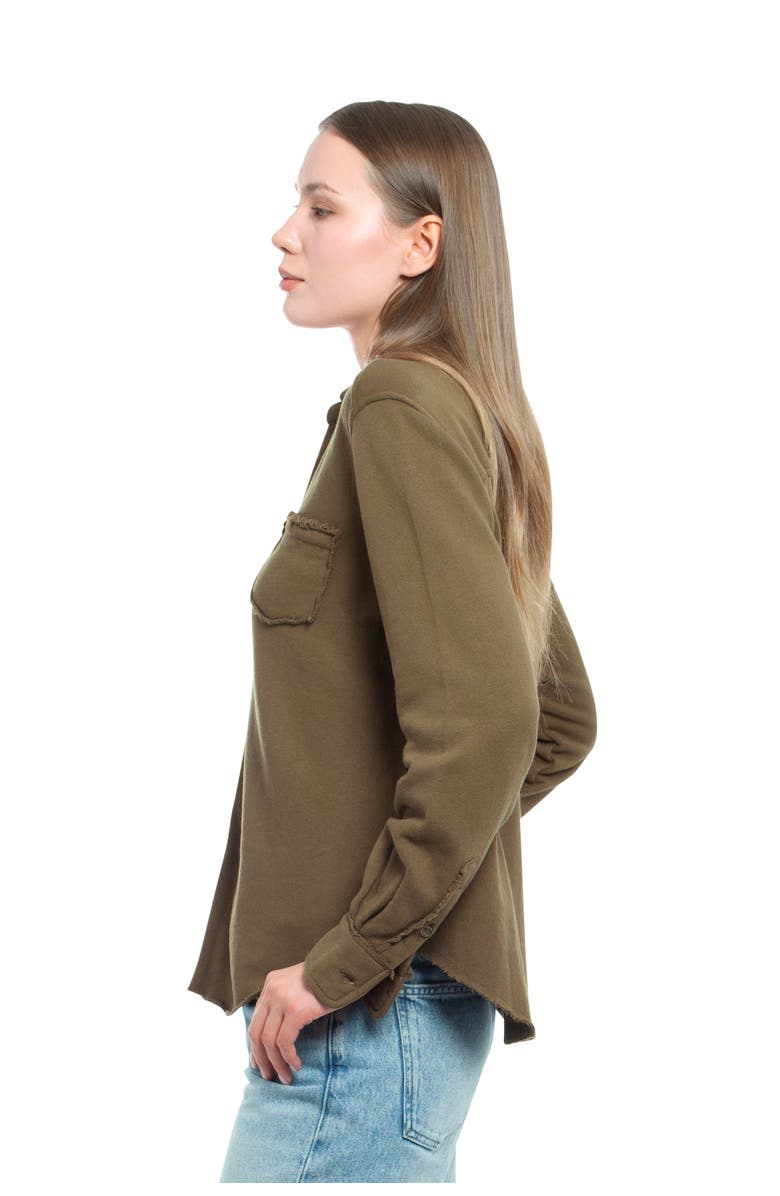 WILT Clothing Button Front Sweatshirt, Alternate, color, Dark Olive