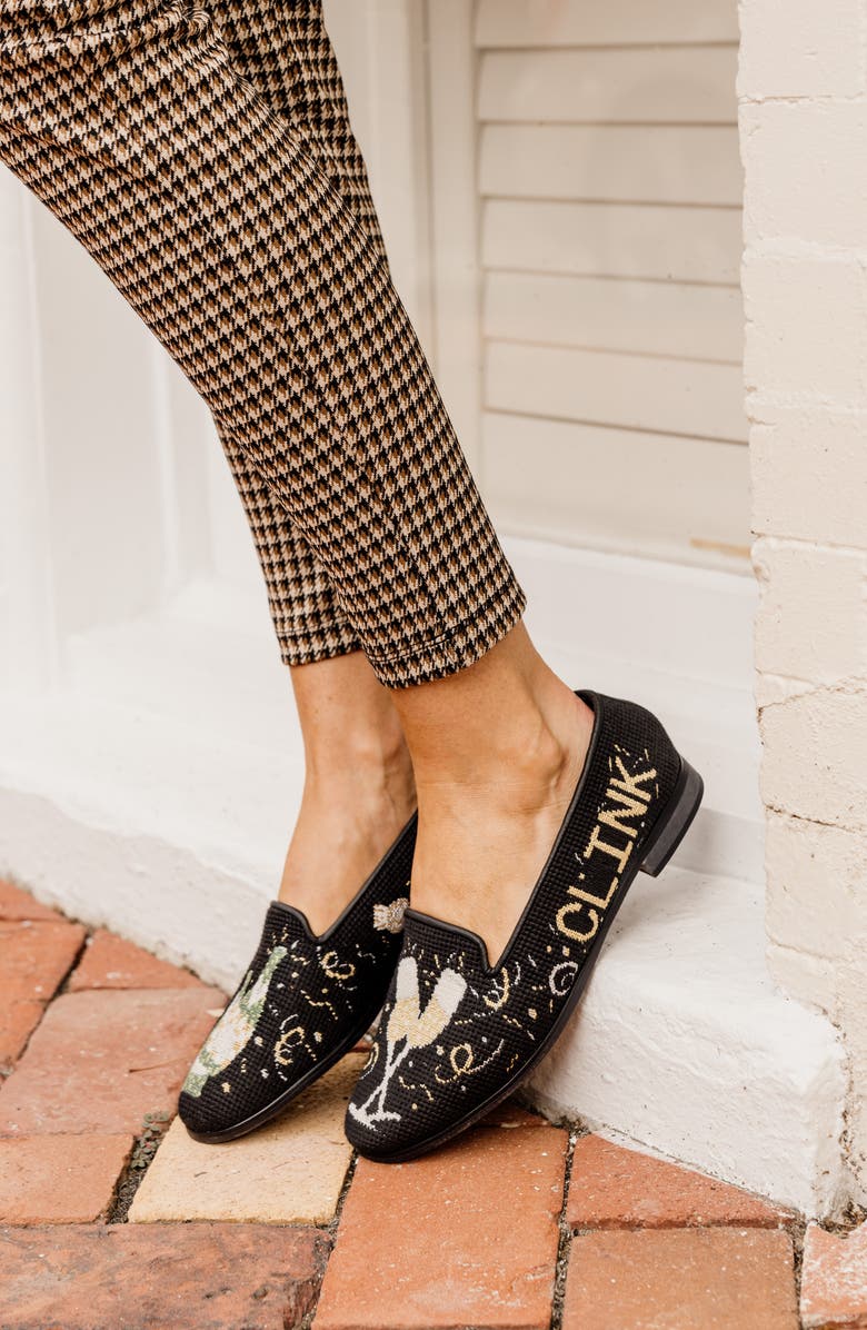 ByPaige Needlepoint Champagne Flat, Alternate, color, Black