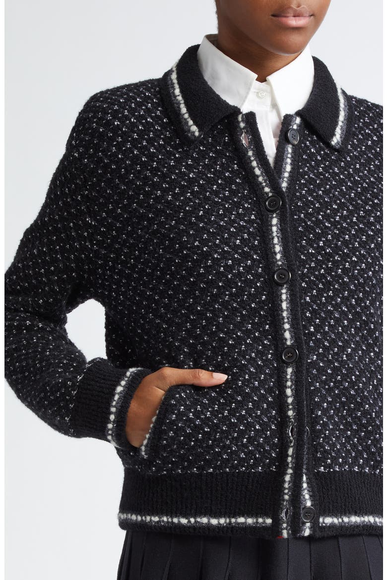 Tweed Knit Bomber Cardigan, Alternate, color, BLACK