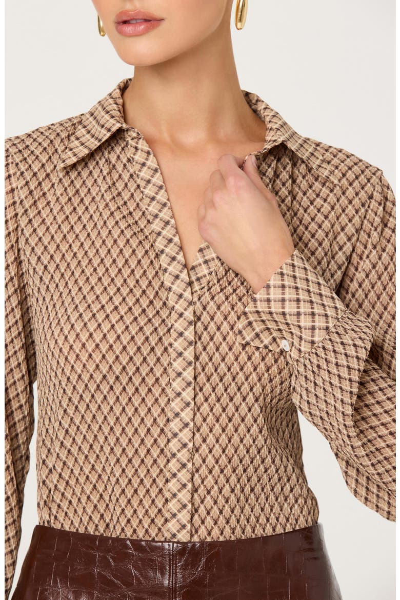 Laurel Button-Up Shirt, Alternate, color, BROWN PLAID