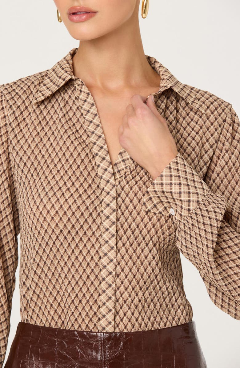 ASTR the Label Laurel Button-Up Shirt, Alternate, color, Brown Plaid