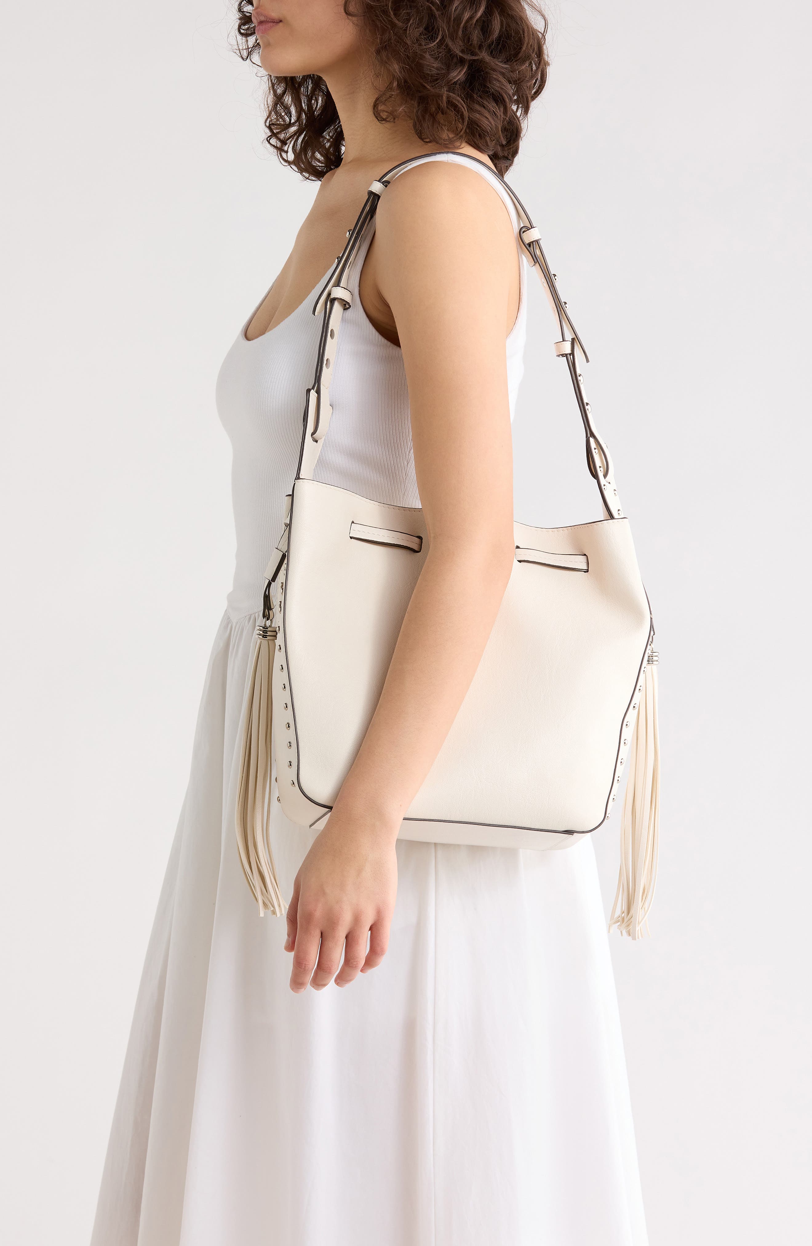 Suri Faux Leather Bucket Bag, Alternate, color, IVORY
