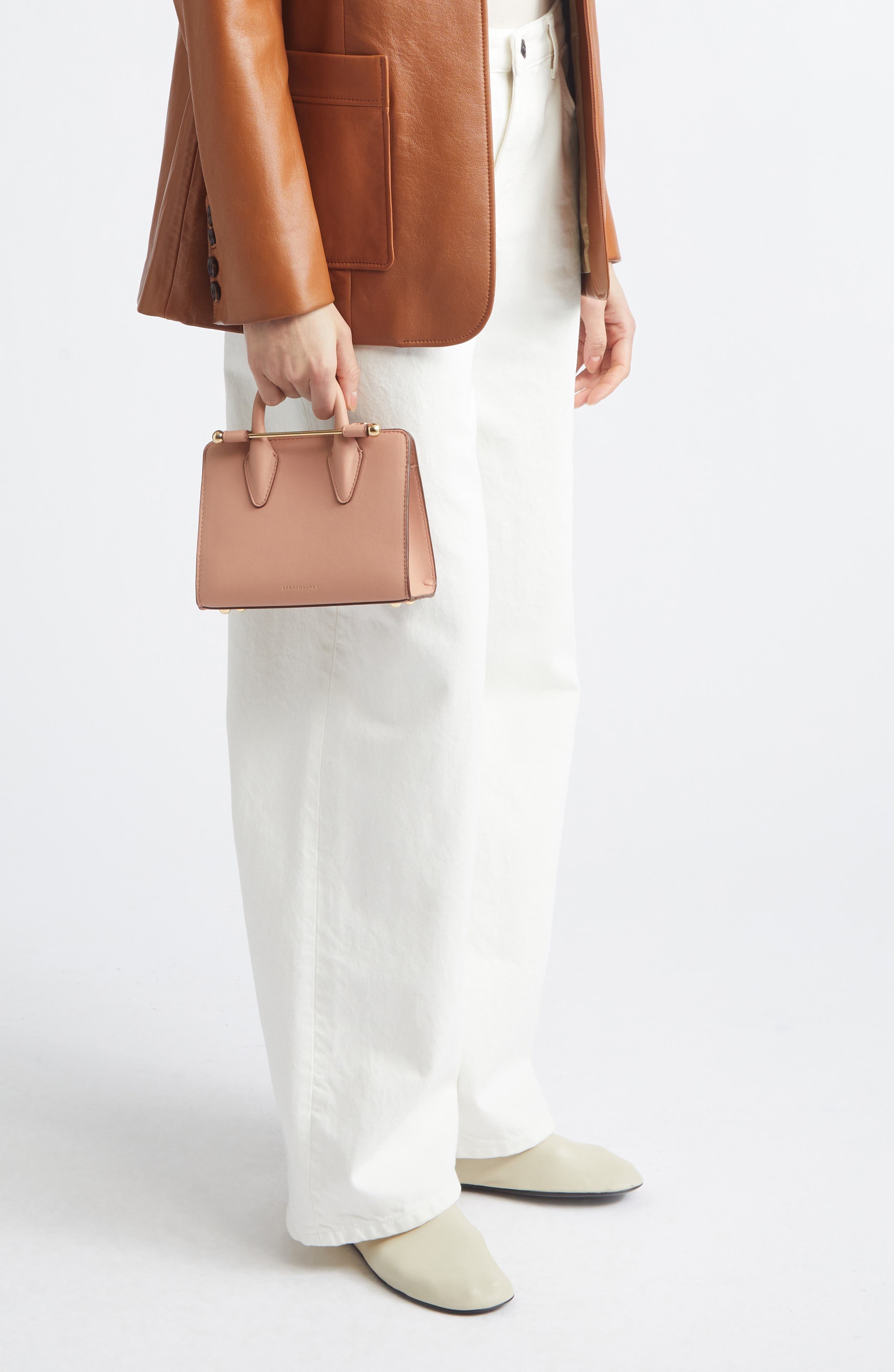 Strathberry Nano Leather Tote, Alternate, color, Rose