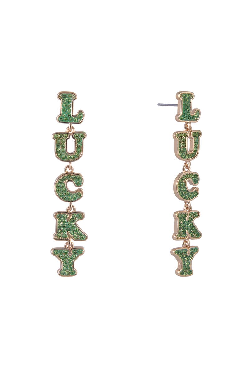 Lucky Linear Earrings, Main, color, Green