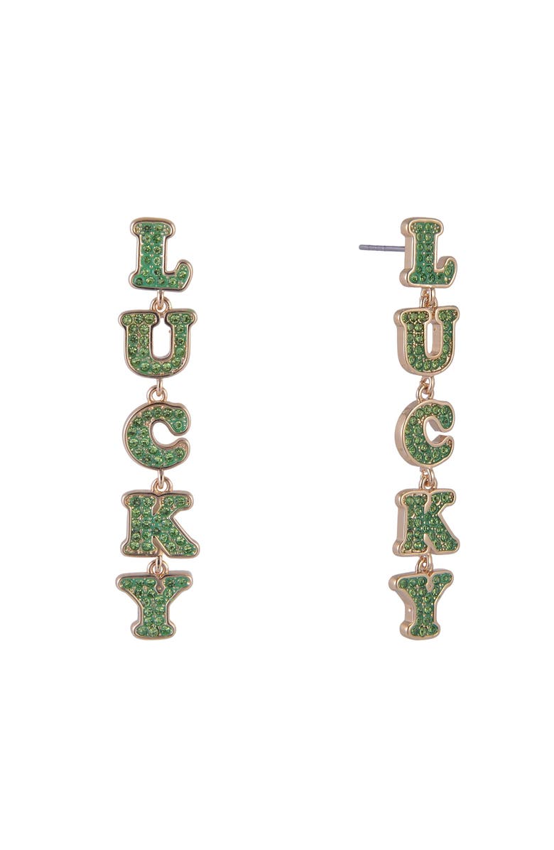 Hallmark Lucky Linear Earrings, Main, color, Green