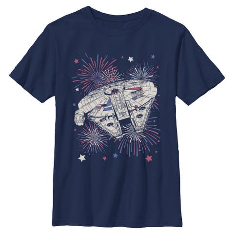 Boy's Star Wars Festive Fireworks Falcon  Graphic T-Shirt