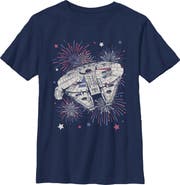 Star Wars Boy's Star Wars Festive Fireworks Falcon Graphic T-Shirt