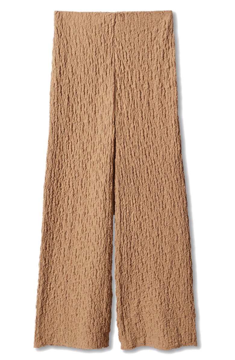 MANGO Textured Cotton Blend Wide Leg Pants, Alternate, color, 