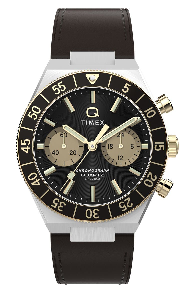 Continental Leather Strap Watch, 40mm, Main, color, SILVER-TONE