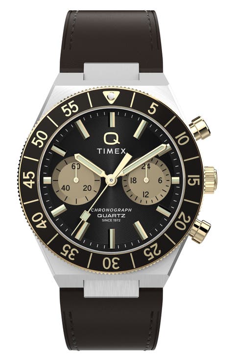 Continental Leather Strap Watch, 40mm
