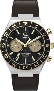 Timex® Continental Leather Strap Watch, 40mm