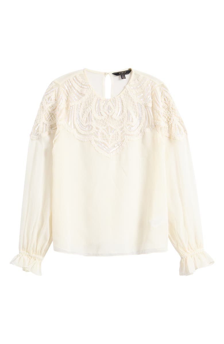 Lipsy Artwork Embellished Top, Alternate, color, Cream