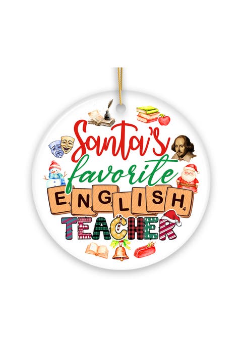 Santas Favorite English Teacher Ceramic Ornament