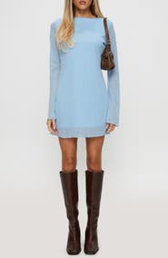 Princess Polly Visualize Drape Back Long Sleeve Knit Minidress