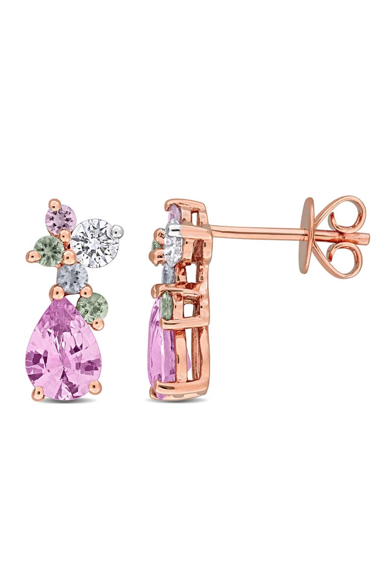 Julianna B. Multi-Color Sapphire & Diamond Drop Earrings 14K, Main, color, 