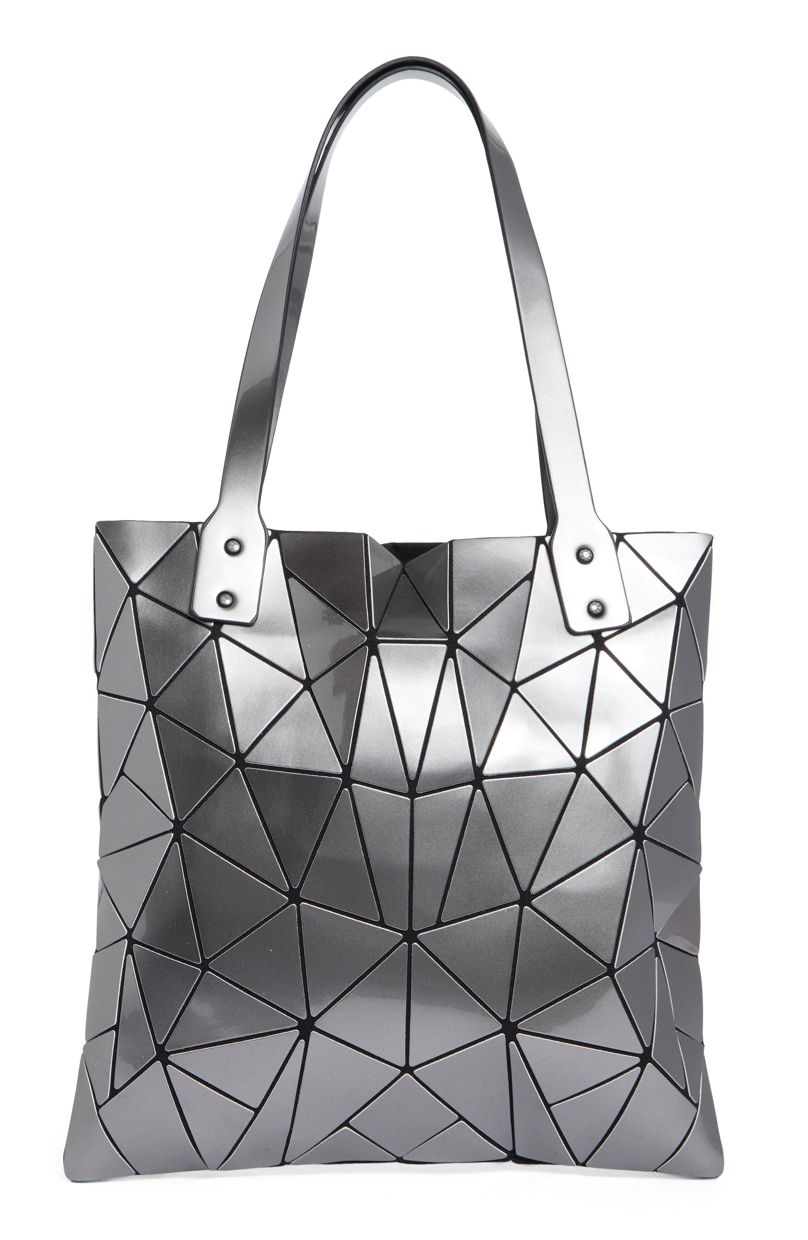 Slanted Triangle Tote, Alternate, color, SHINY GREY