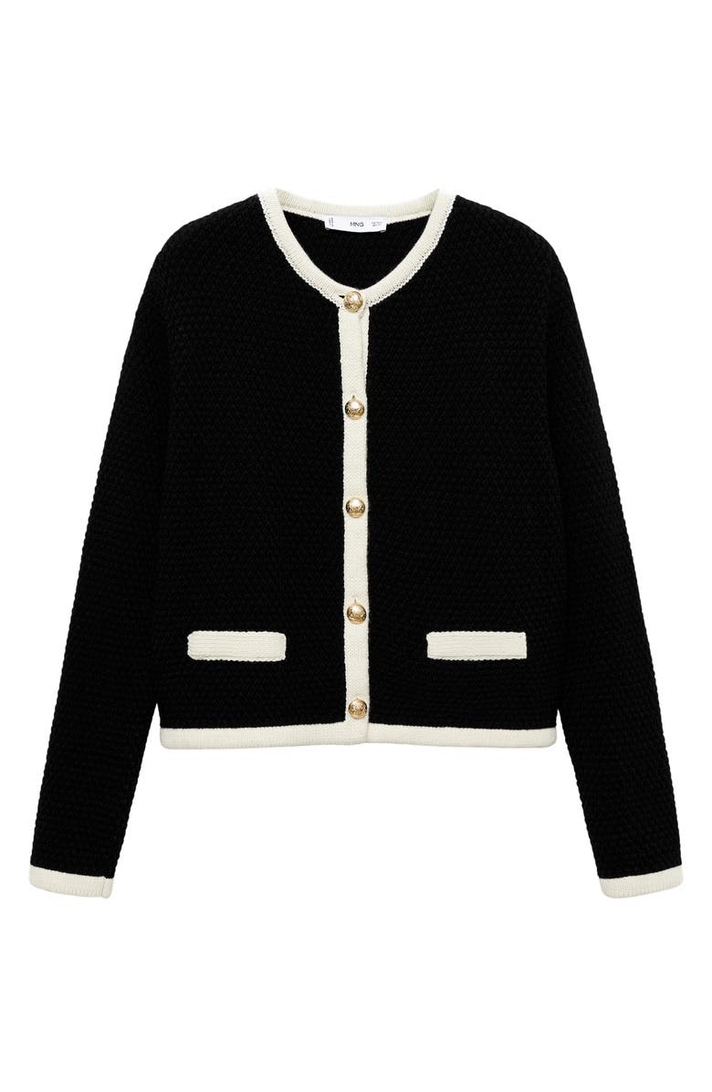 MANGO Contrast Trim Crop Cardigan, Alternate, color, 