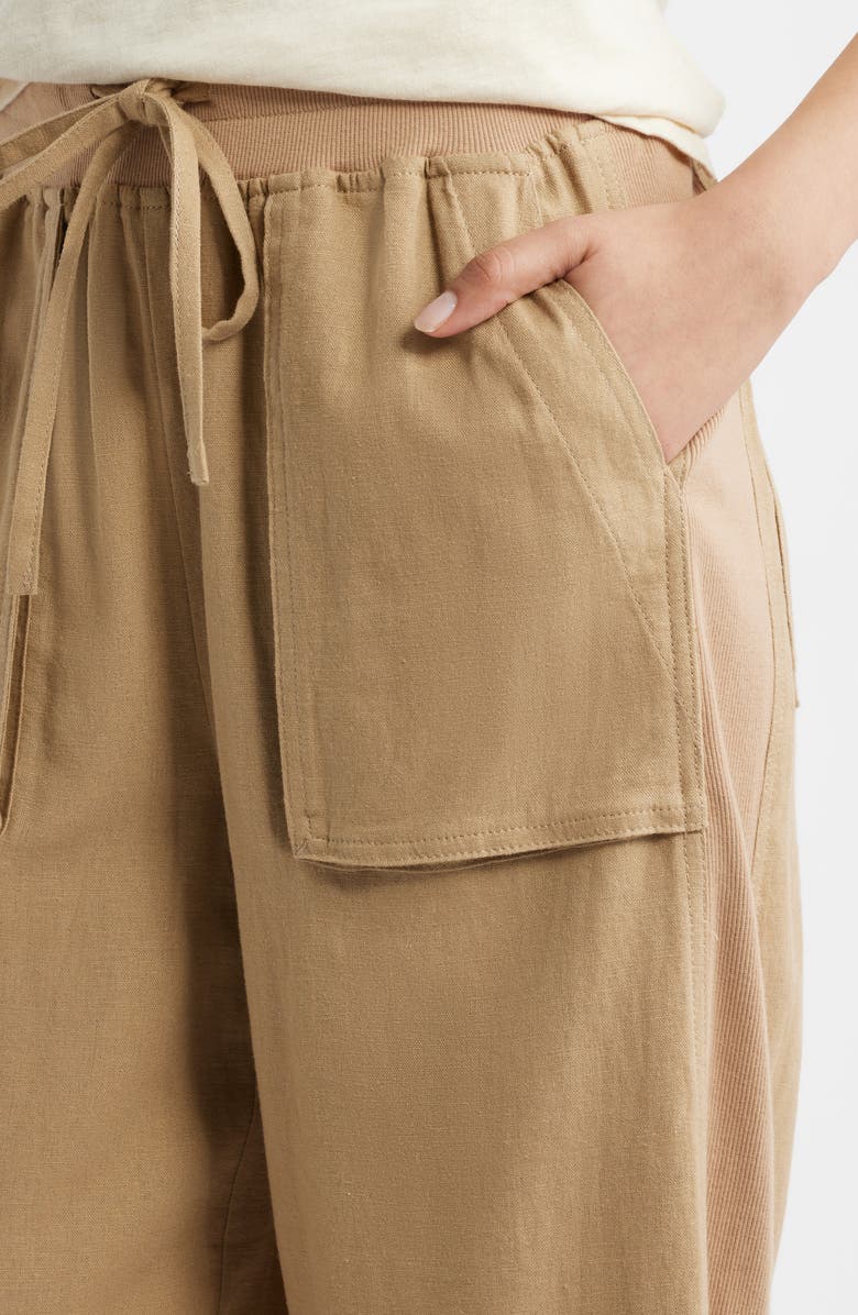 CITY BLUES Patch Pocket Crop Drawstring Pants, Alternate, color, Burlap