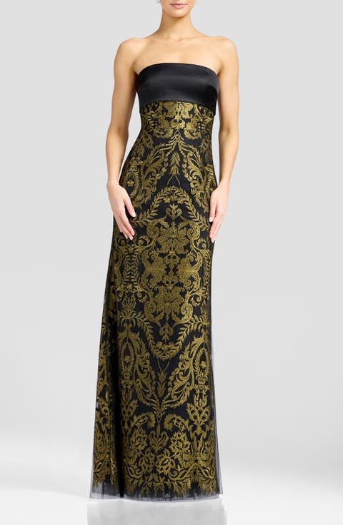 Shay Metallic Strapless Gown