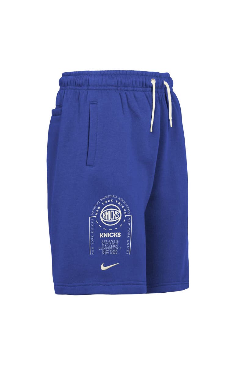 Nike Youth Nike Blue New York Knicks Courtside Club Fleece Shorts, Alternate, color, Blue