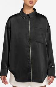Nike Oversize Satin Button-Up Top