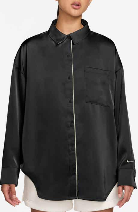 Oversize Satin Button-Up Top