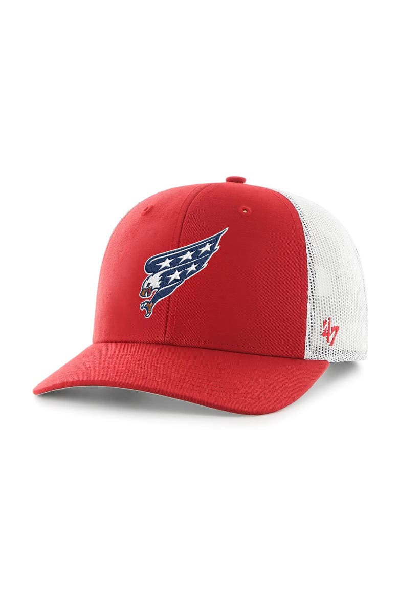 Men's '47 Red/White Washington Capitals Logo Trucker Adjustable Hat, Main, color, Red