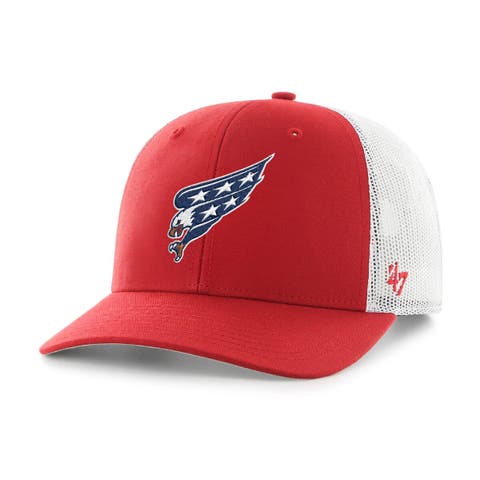 Men's '47 Red/White Washington Capitals Logo Trucker Adjustable Hat