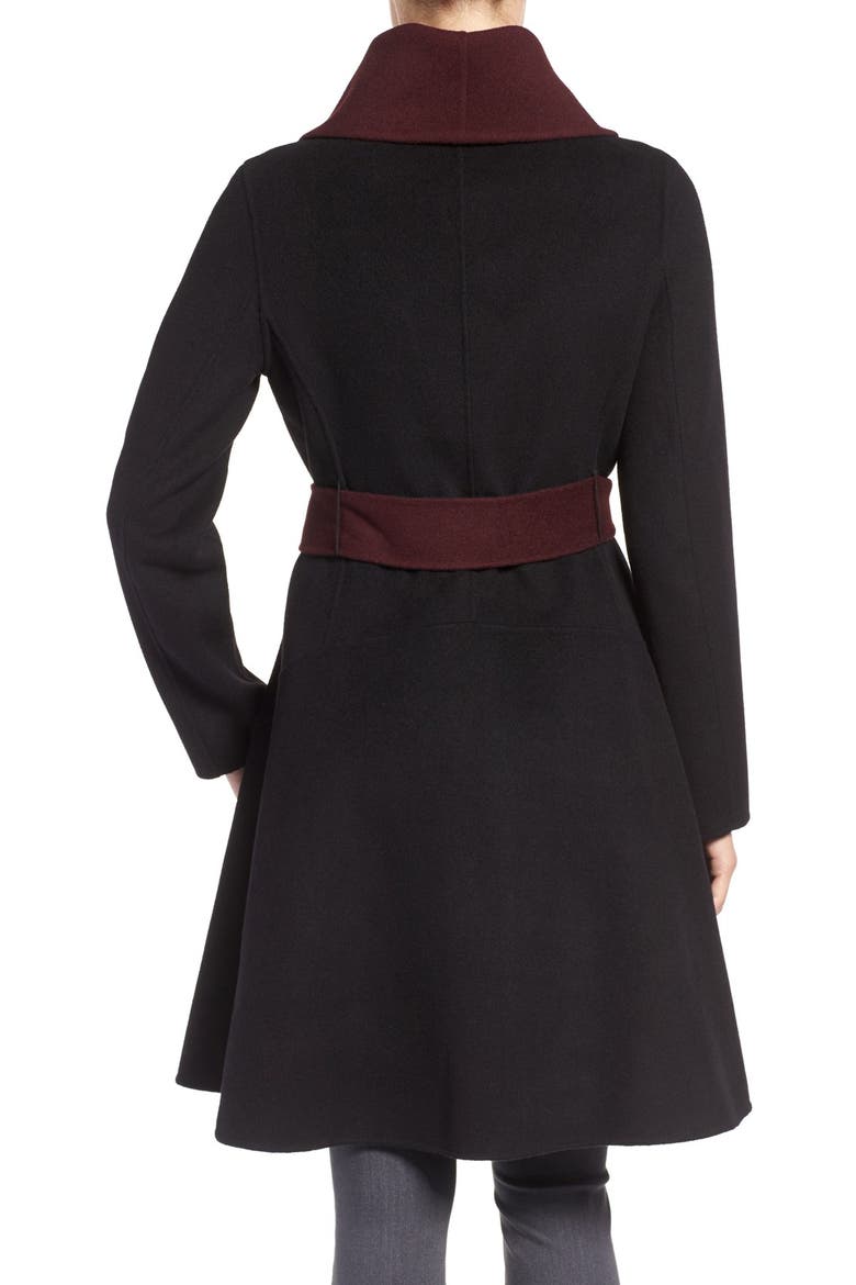 Reversible Double Face Wrap Coat, Alternate, color, BLACK/ BORDEAUX