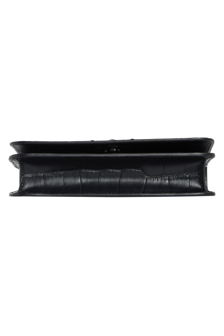 Cavalcade Croc Embossed Leather Wallet on a Chain, Alternate, color, BLACK