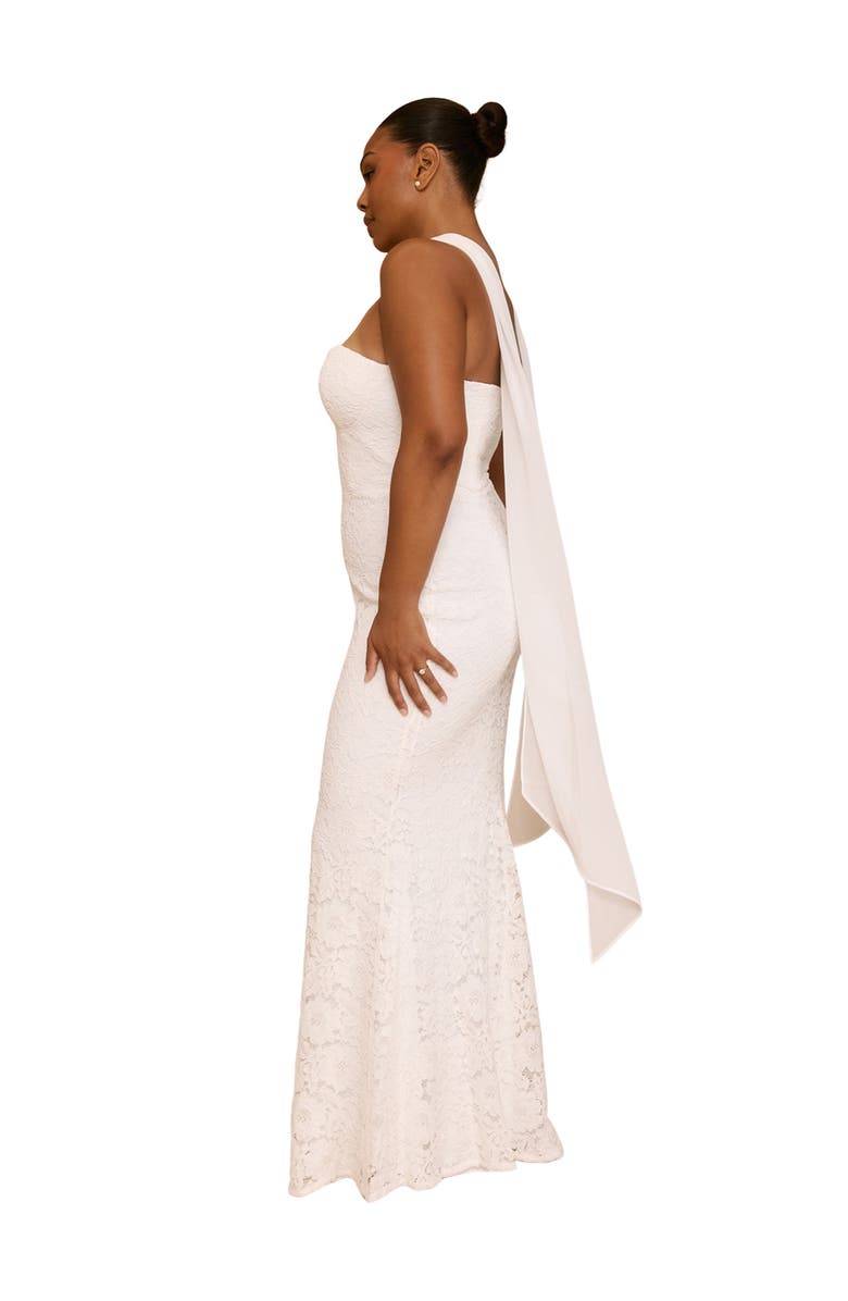 Six Stories Lace Bandeau Maxi Dress With Neck Scarf, Alternate, color, Ivory