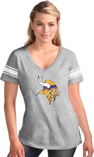 G-III 4HER BY CARL BANKS Women's G-III 4Her by Carl Banks Heather Gray Minnesota Vikings First Pick Distressed V-Neck T-Shirt