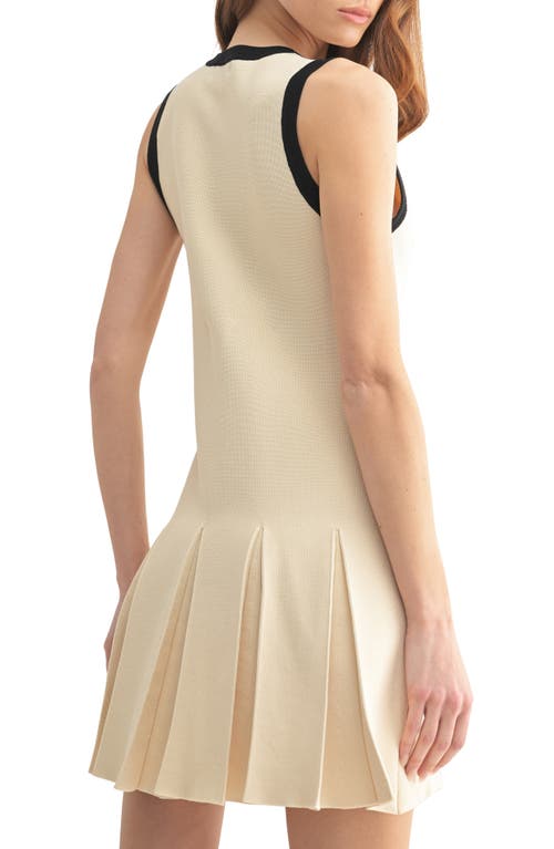 Mila Mae Pleated Sleeveless Mini Sweater Dress In Neutral
